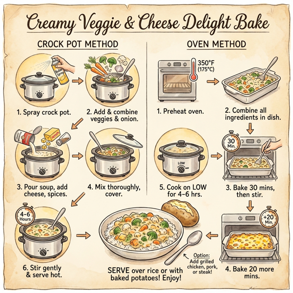 Creamy Veggie & Cheese Delight Bake instructions