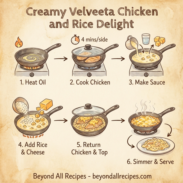 Creamy Velveeta Chicken and Rice Delight instructions