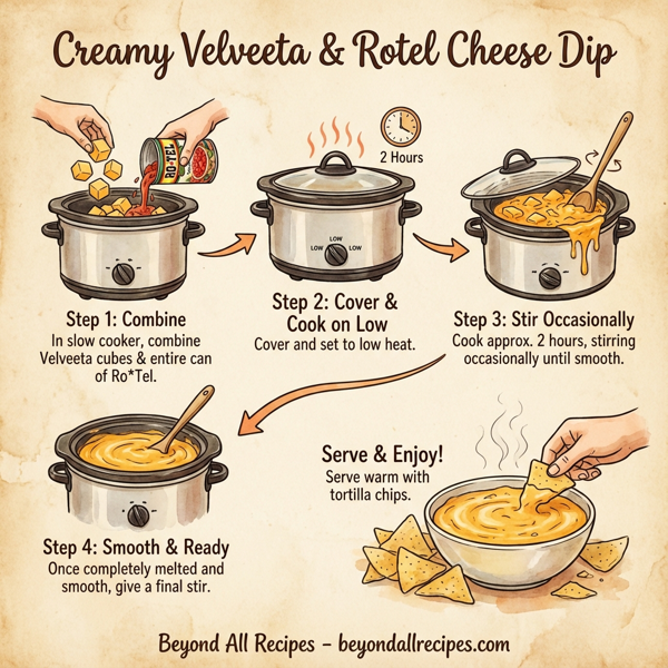 Creamy Velveeta and Rotel Cheese Dip instructions