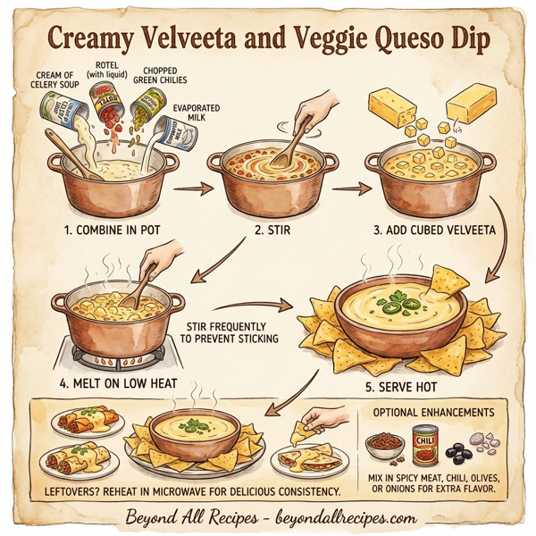 Creamy Velveeta and Veggie Queso Dip instructions