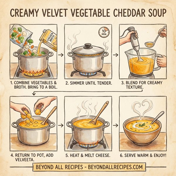 Creamy Velvet Vegetable Cheddar Soup instructions