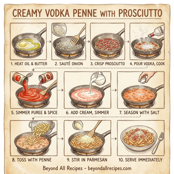 Creamy Vodka Penne with Prosciutto instructions
