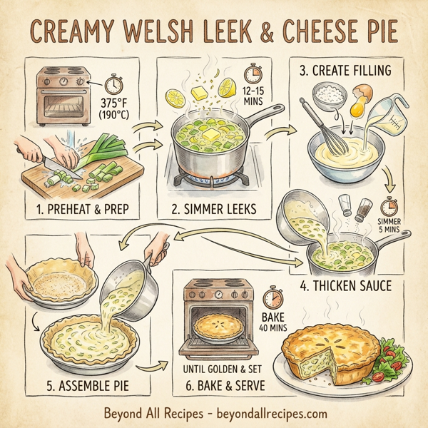 Creamy Welsh Leek and Cheese Pie instructions