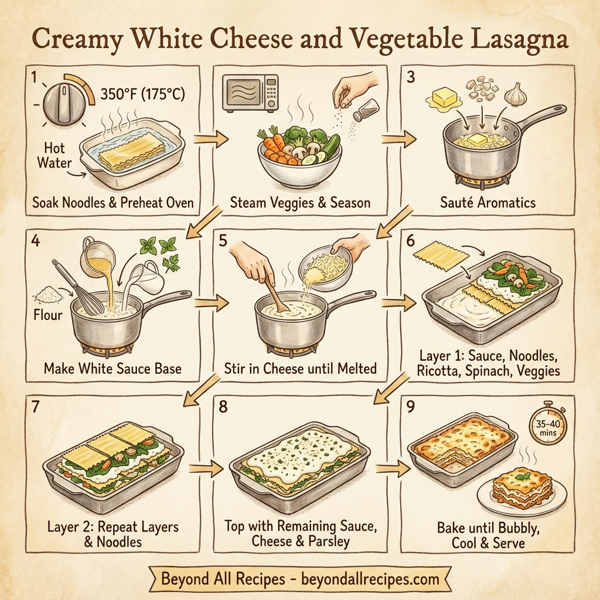Creamy White Cheese and Vegetable Lasagna instructions