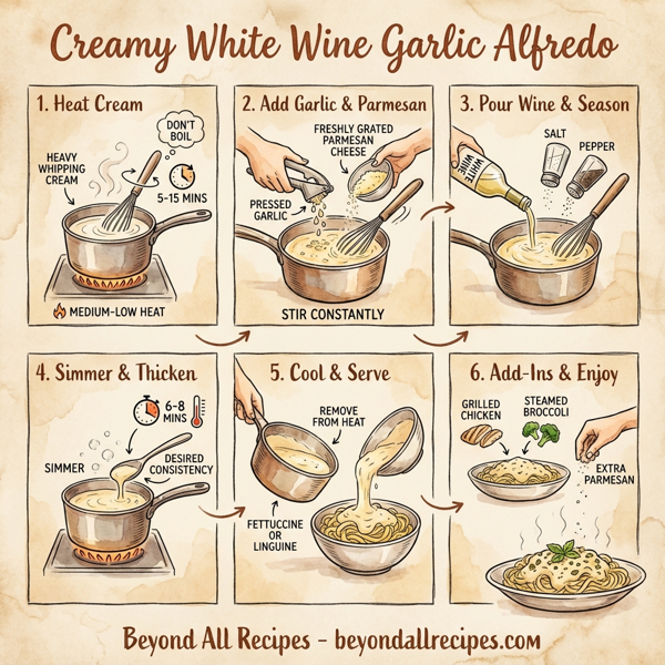 Creamy White Wine Garlic Alfredo instructions