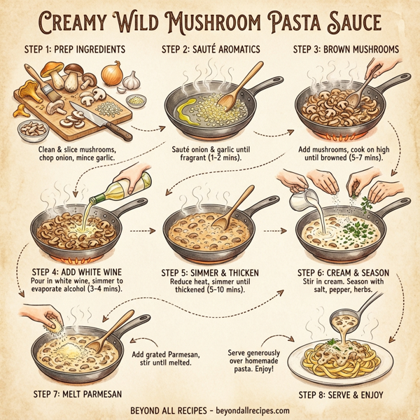Creamy Wild Mushroom Pasta Sauce instructions