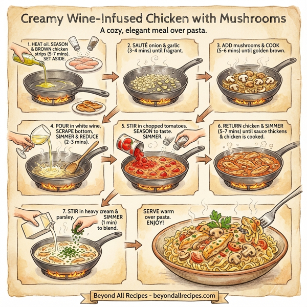 Creamy Wine-Infused Chicken with Mushrooms instructions