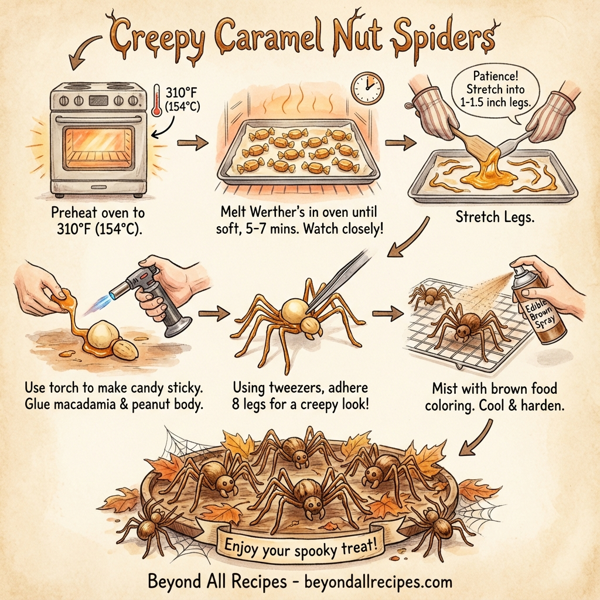 Creepy Caramel Nut Spiders instructions