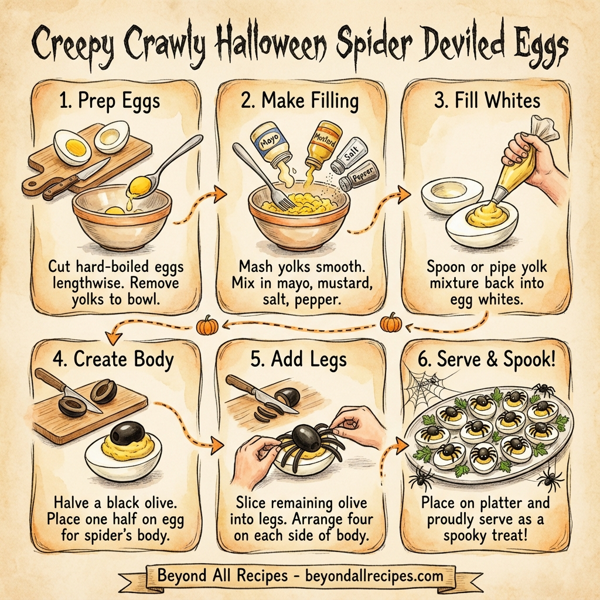 Creepy Crawly Halloween Spider Deviled Eggs instructions