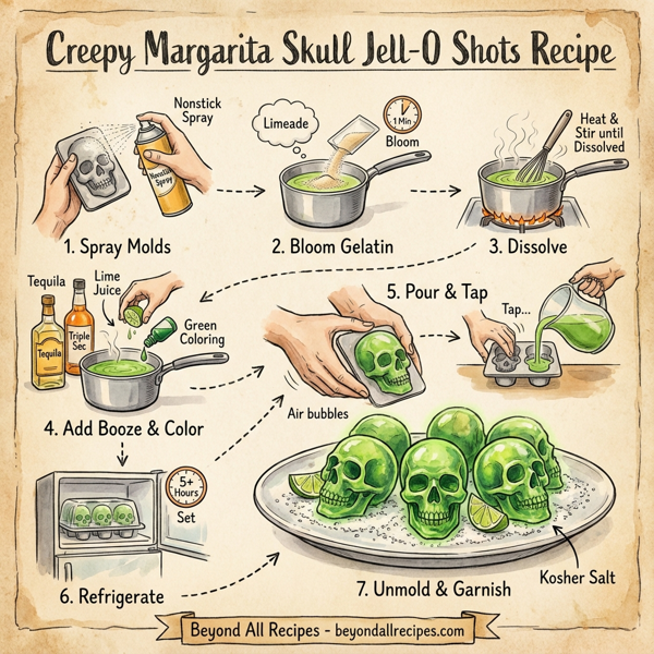 Creepy Margarita Skull Jell-O Shots instructions