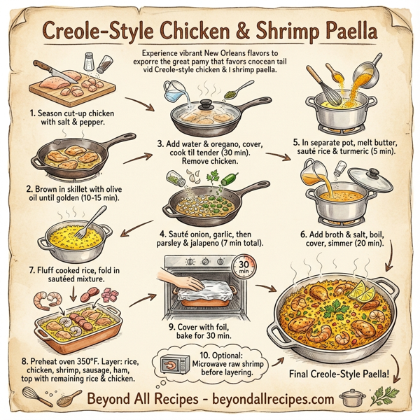 Creole-Style Chicken & Shrimp Paella instructions