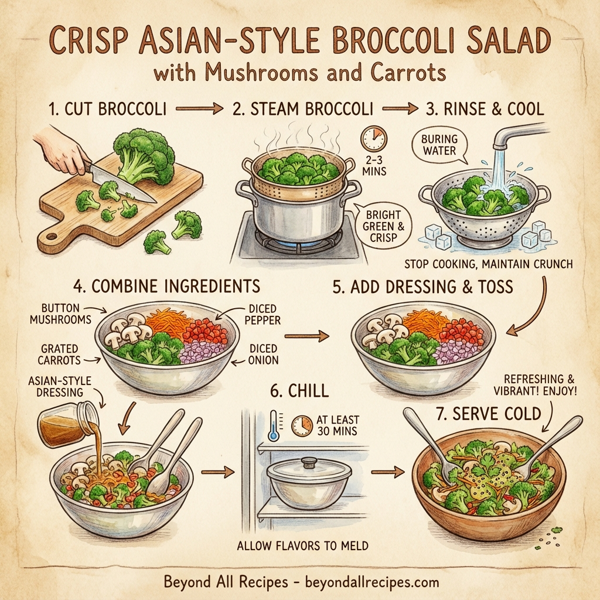 Crisp Asian-Style Broccoli Salad with Mushrooms and Carrots instructions