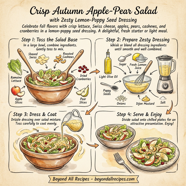 Crisp Autumn Apple-Pear Salad with Zesty Lemon-Poppy Seed Dressing instructions