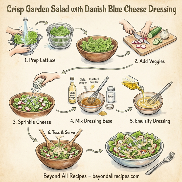 Crisp Garden Salad with Danish Blue Cheese Dressing instructions