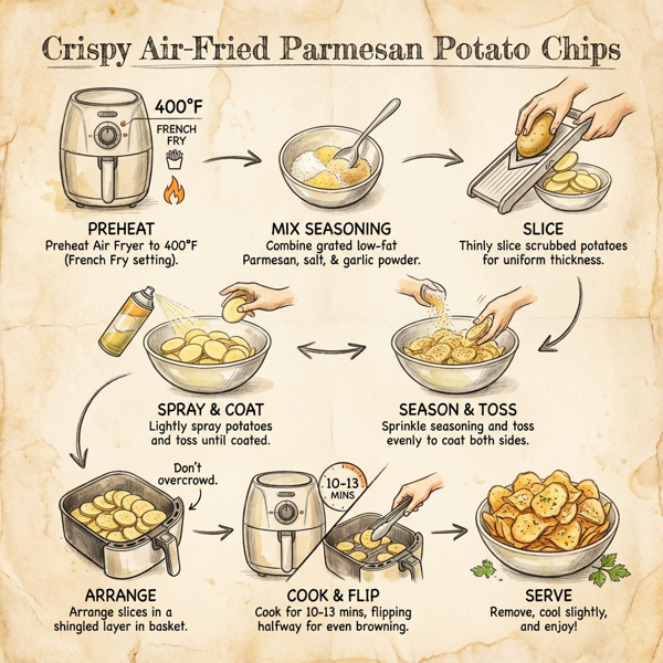 Crispy Air-Fried Parmesan Potato Chips instructions