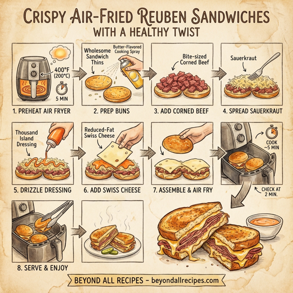 Crispy Air-Fried Reuben Sandwiches with a Healthy Twist instructions