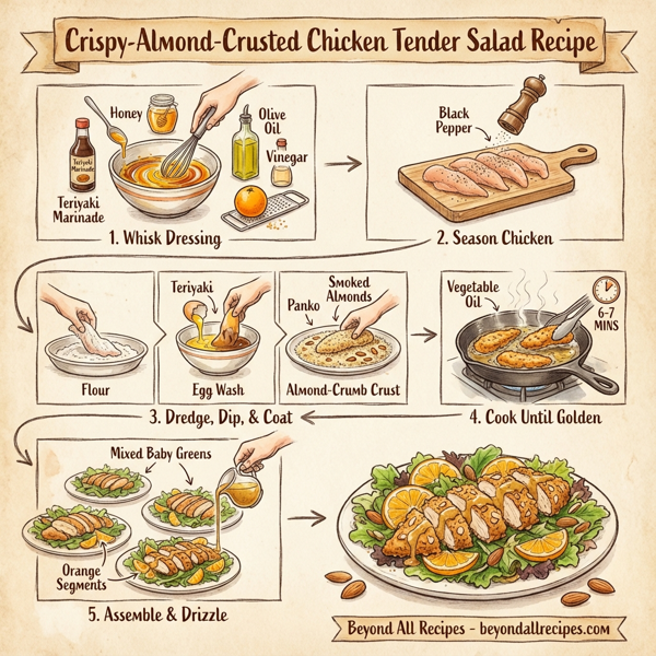 Crispy Almond-Crusted Chicken Tender Salad instructions
