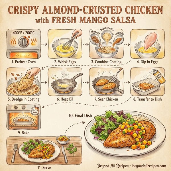 Crispy Almond-Crusted Chicken with Fresh Mango Salsa instructions