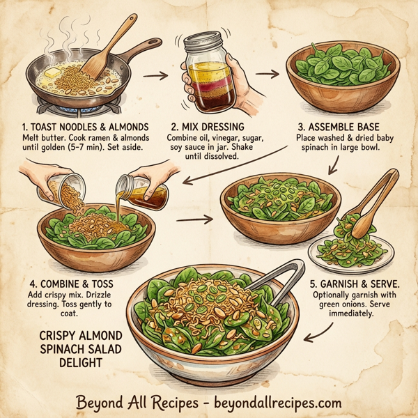 Crispy Almond Spinach Salad Delight instructions