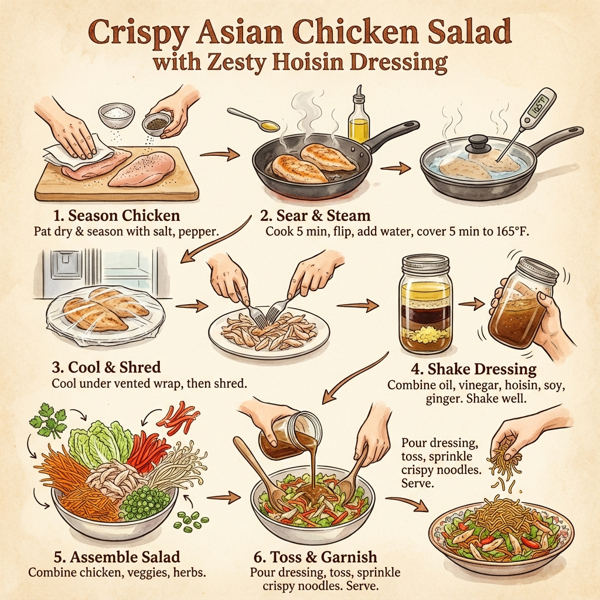 Crispy Asian Chicken Salad with Zesty Hoisin Dressing instructions