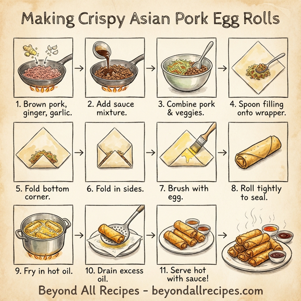 Crispy Asian Pork Egg Rolls instructions