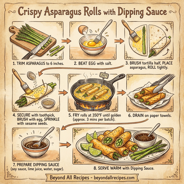Crispy Asparagus Rolls with Dipping Sauce instructions