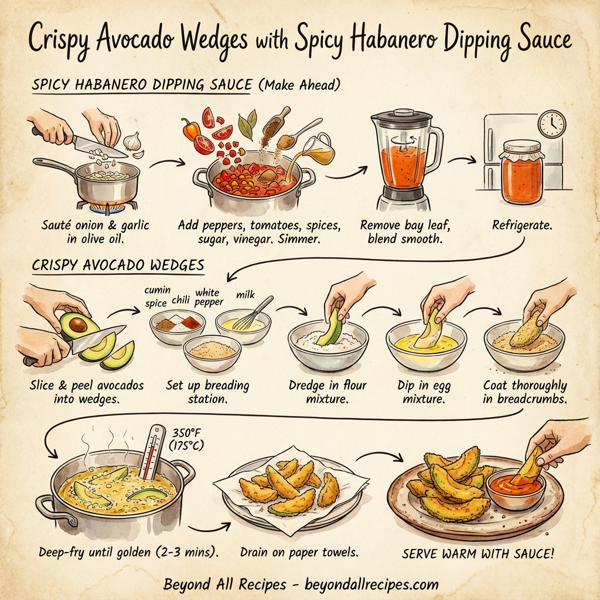 Crispy Avocado Wedges with Spicy Habanero Dipping Sauce instructions
