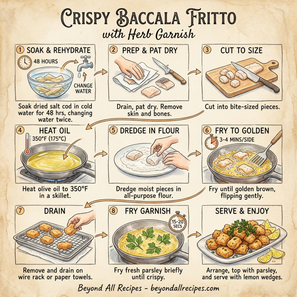 Crispy Baccala Fritto with Herb Garnish instructions