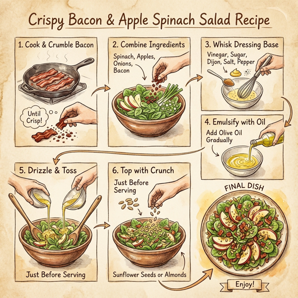 Crispy Bacon & Apple Spinach Salad instructions