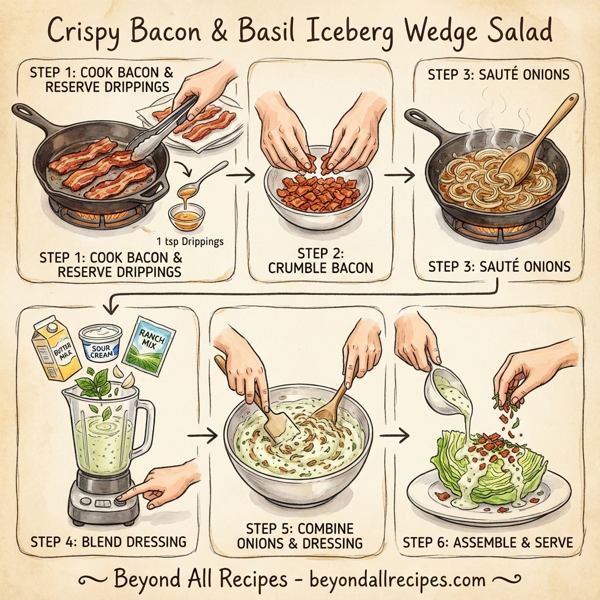 Crispy Bacon & Basil Iceberg Wedge Salad instructions