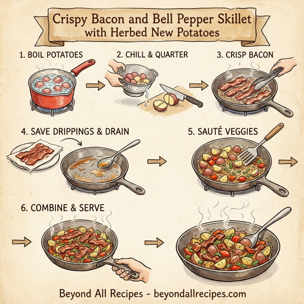 Crispy Bacon and Bell Pepper Skillet with Herbed New Potatoes instructions
