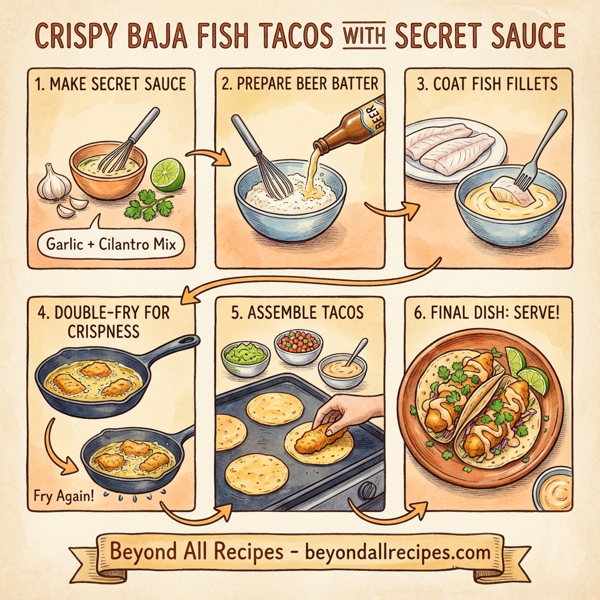 Crispy Baja Fish Tacos with Secret Sauce instructions