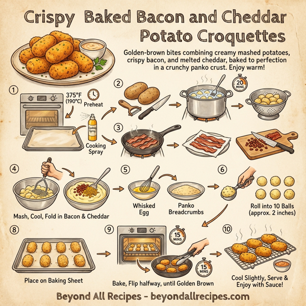 Crispy Baked Bacon and Cheddar Potato Croquettes instructions