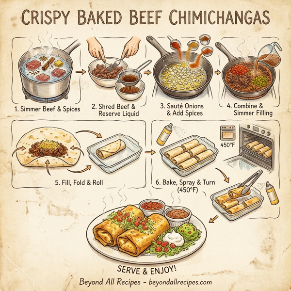 Crispy Baked Beef Chimichangas instructions
