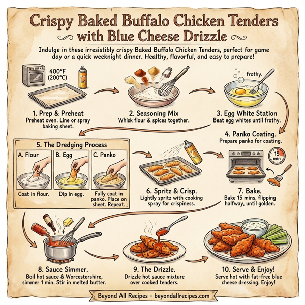 Crispy Baked Buffalo Chicken Tenders with Blue Cheese Drizzle instructions