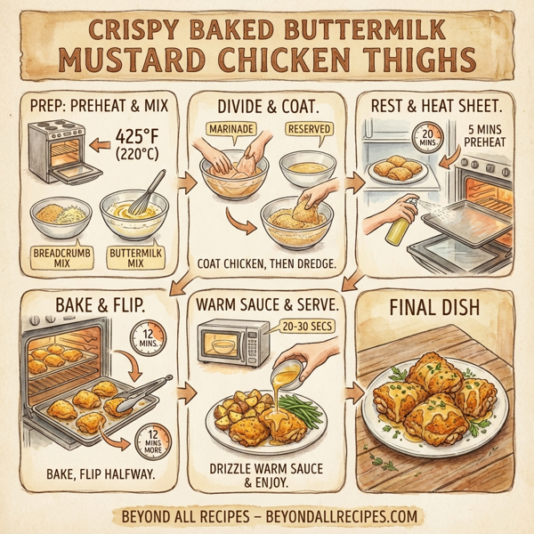Crispy Baked Buttermilk Mustard Chicken Thighs instructions