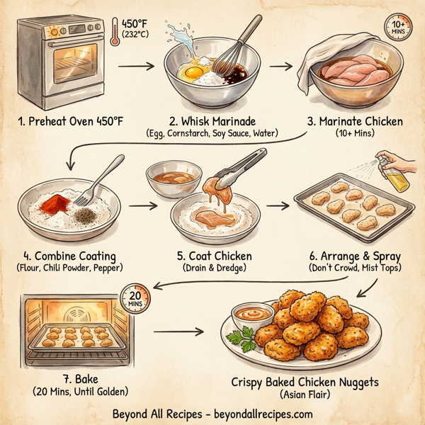 Crispy Baked Chicken Nuggets with Asian Flair instructions