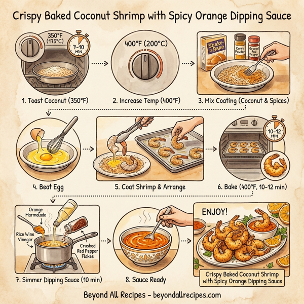 Crispy Baked Coconut Shrimp with Spicy Orange Dipping Sauce instructions