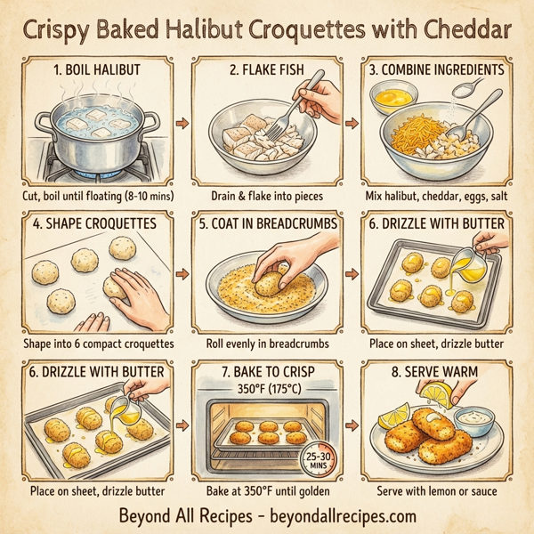 Crispy Baked Halibut Croquettes with Cheddar instructions