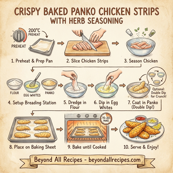 Crispy Baked Panko Chicken Strips with Herb Seasoning instructions