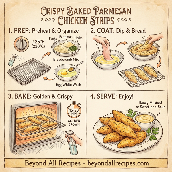 Crispy Baked Parmesan Chicken Strips instructions