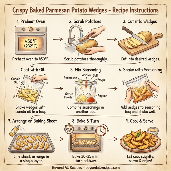Crispy Baked Parmesan Potato Wedges instructions