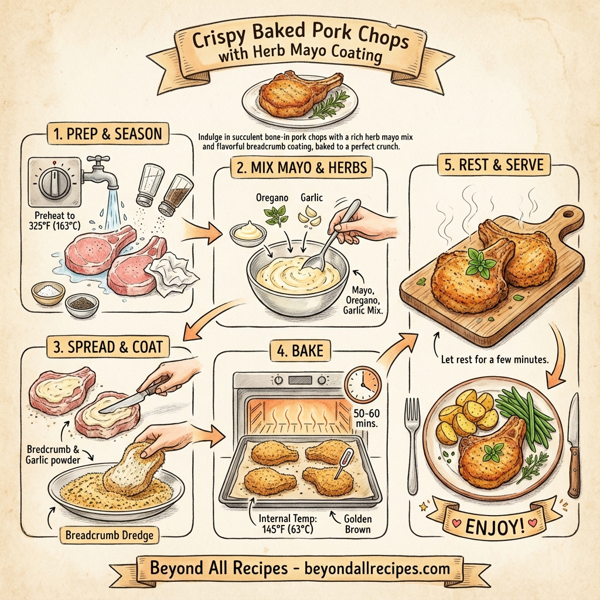 Crispy Baked Pork Chops with Herb Mayo Coating instructions