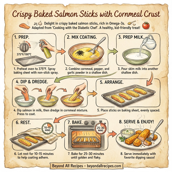 Crispy Baked Salmon Sticks with Cornmeal Crust instructions