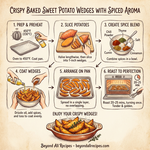 Crispy Baked Sweet Potato Wedges with Spiced Aroma instructions