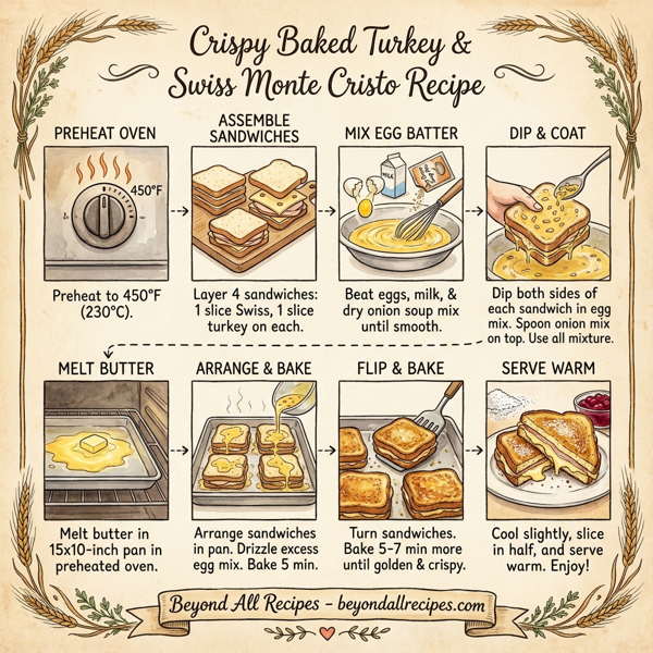 Crispy Baked Turkey and Swiss Monte Cristo instructions