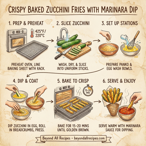 Crispy Baked Zucchini Fries with Marinara Dip instructions