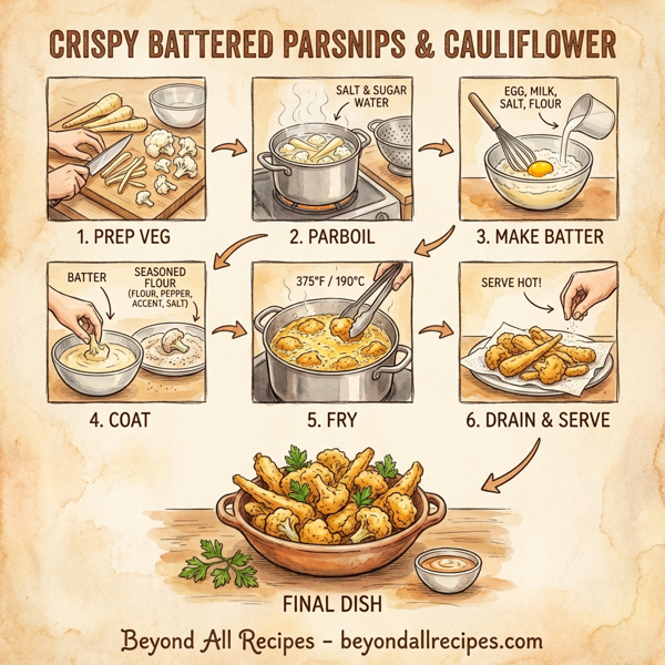 Crispy Battered Parsnips and Cauliflower instructions