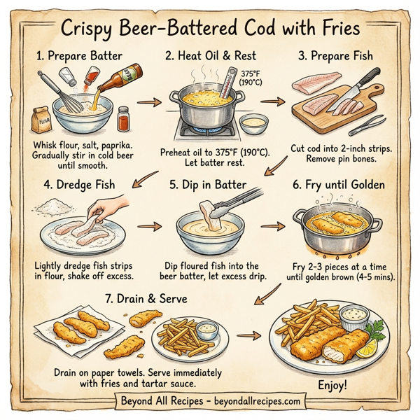 Crispy Beer-Battered Cod with Fries instructions