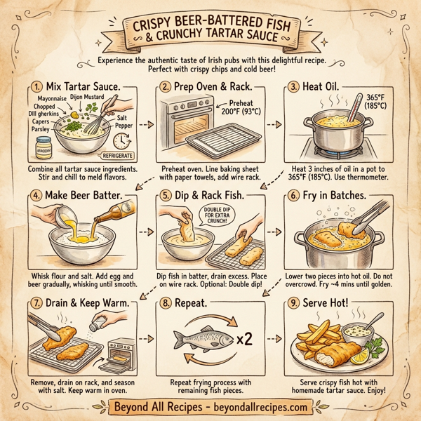 Crispy Beer-Battered Fish & Crunchy Tartar Sauce instructions